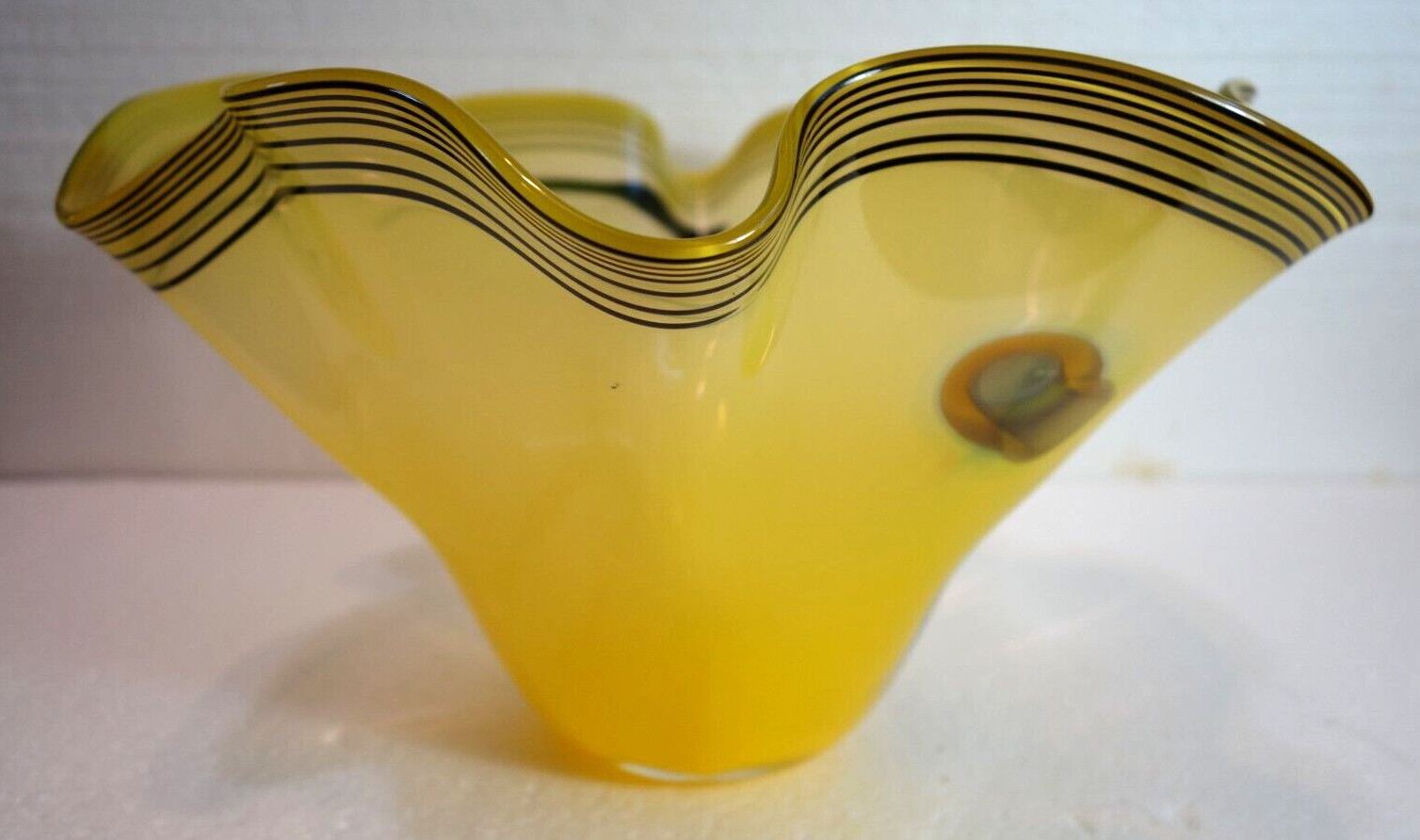 Carlos R Pebaque Stohghan Zweden Art Studio Glass Bowl Vase Signed 1992