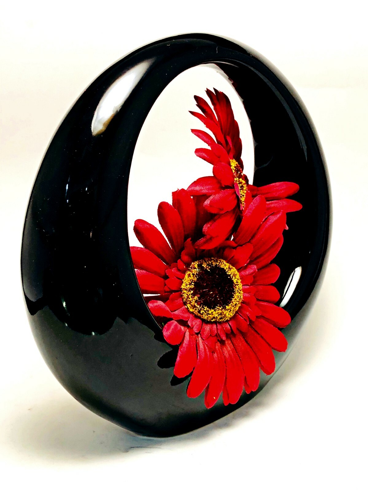 Japanese Round Flower Vase Pottery Vtg Floral Kabin Ikebana Arrangement Zen Gift