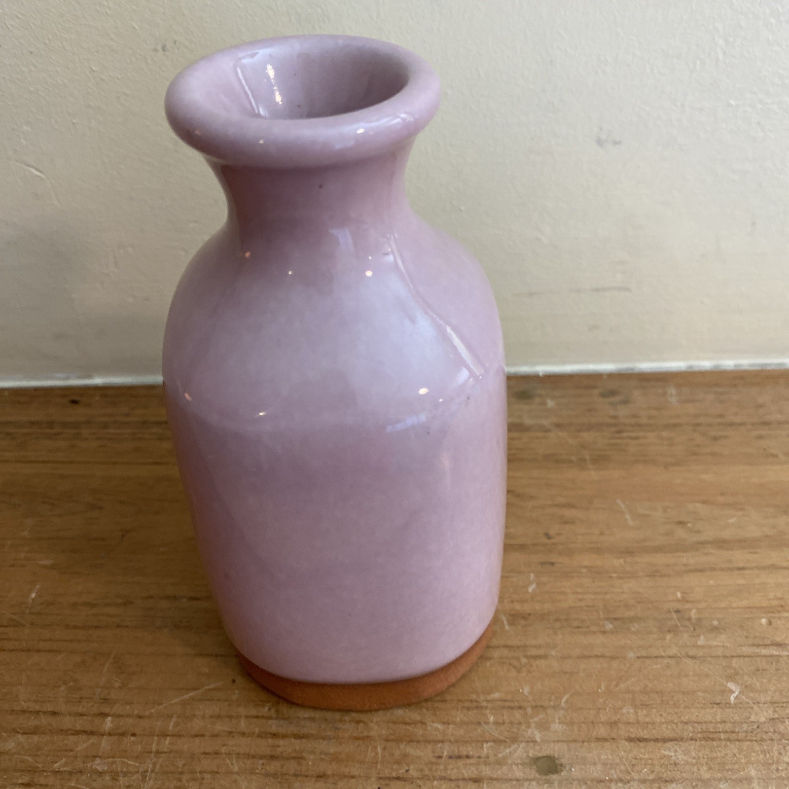 New York Stoneware Bronx 5” Bud Vase Handmade Pink Mauve Glaze Pottery USA