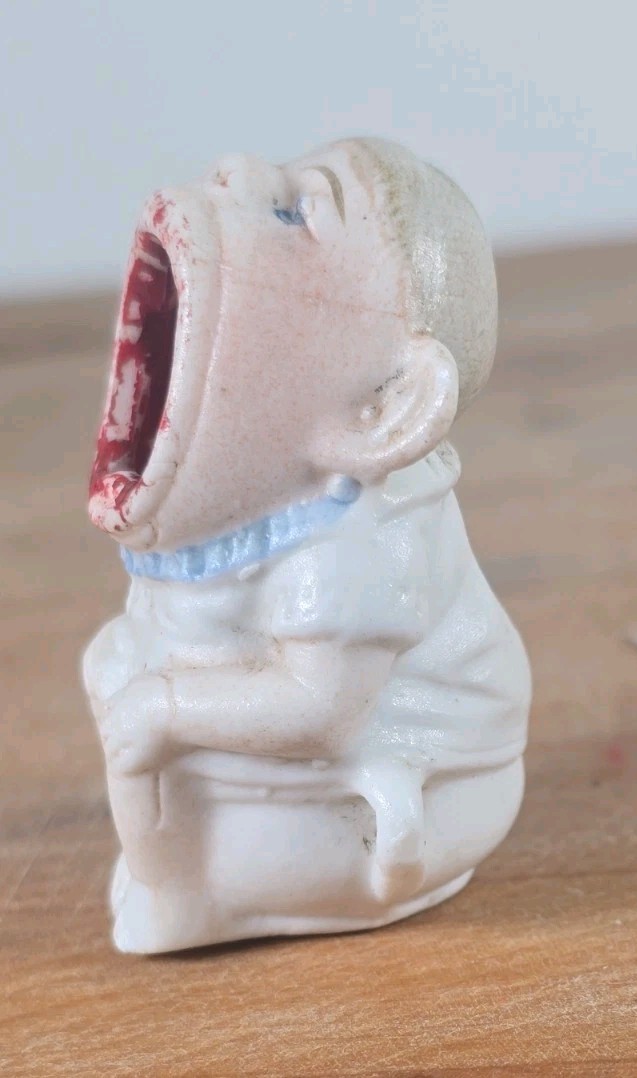 Vintage German Schafer and Vater Ashtray Matchstick Holder Boy On Pot