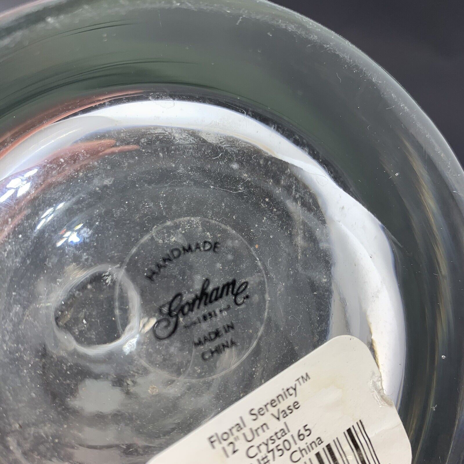 Gorham Crystal Botanical Garden Vase 12 in tall Clear Glass Etched Day Lily