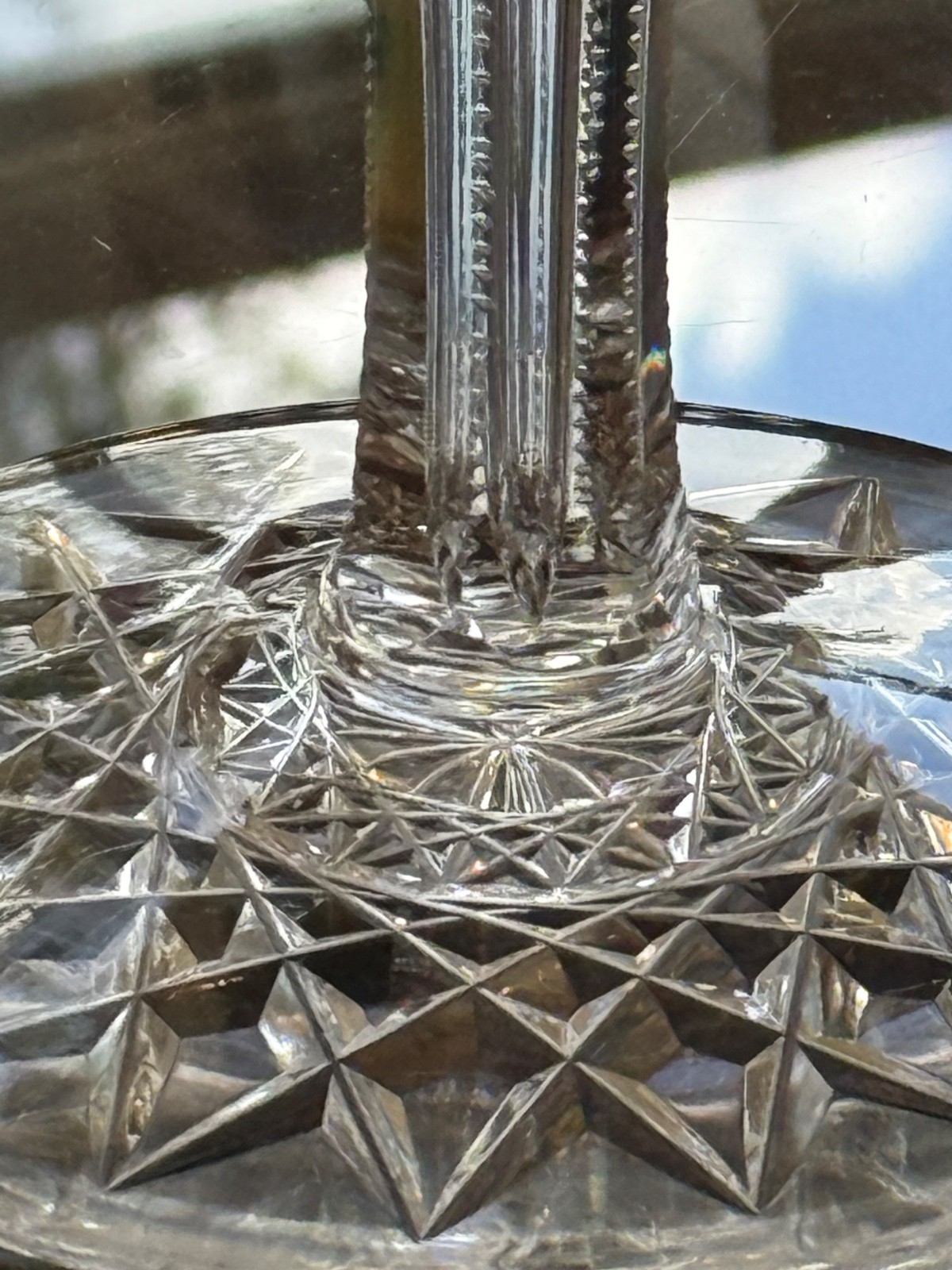 Fry Lyton ABP Notched Stem Cut Glass Compote American Brilliant Period 1900’s