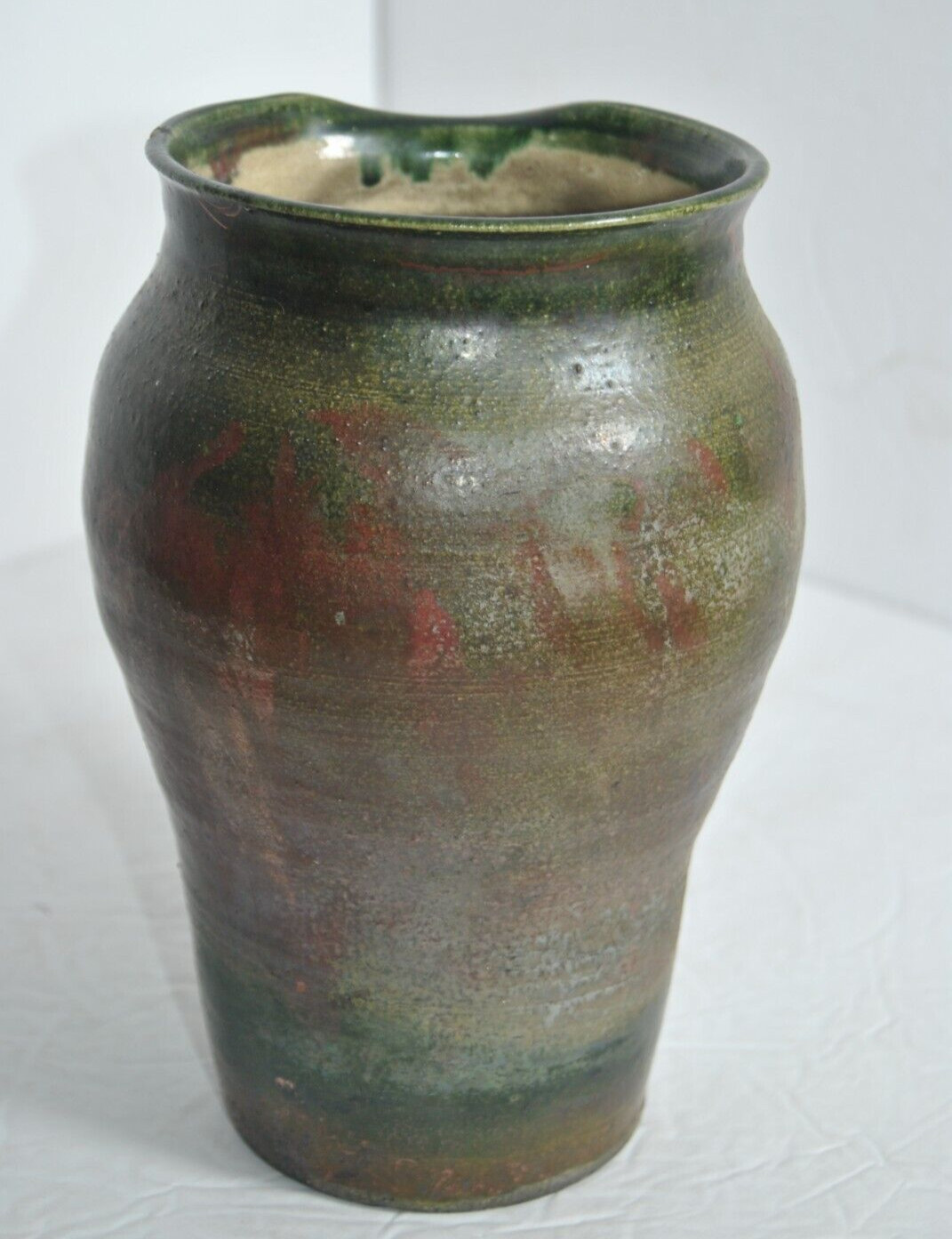 Studio Pottery Vase Hand Crafted Ceramic Stoneware Earth Tones Signed 8.25 in