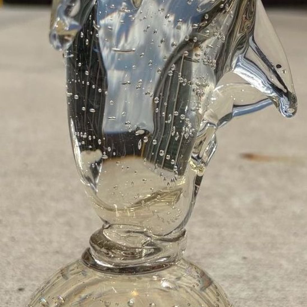 Vintage Mid-Century Modern Bullicante Controlled Bubble Glass Dolphin Figurine