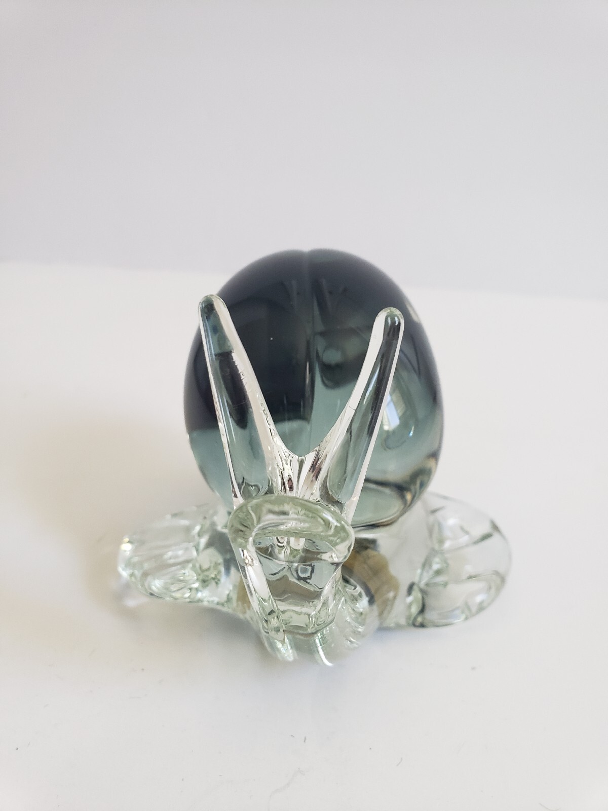Vintage Art Glass Murano Smokey Gray Clear Snail Figurine 6×4 V Nason w/ Sticker