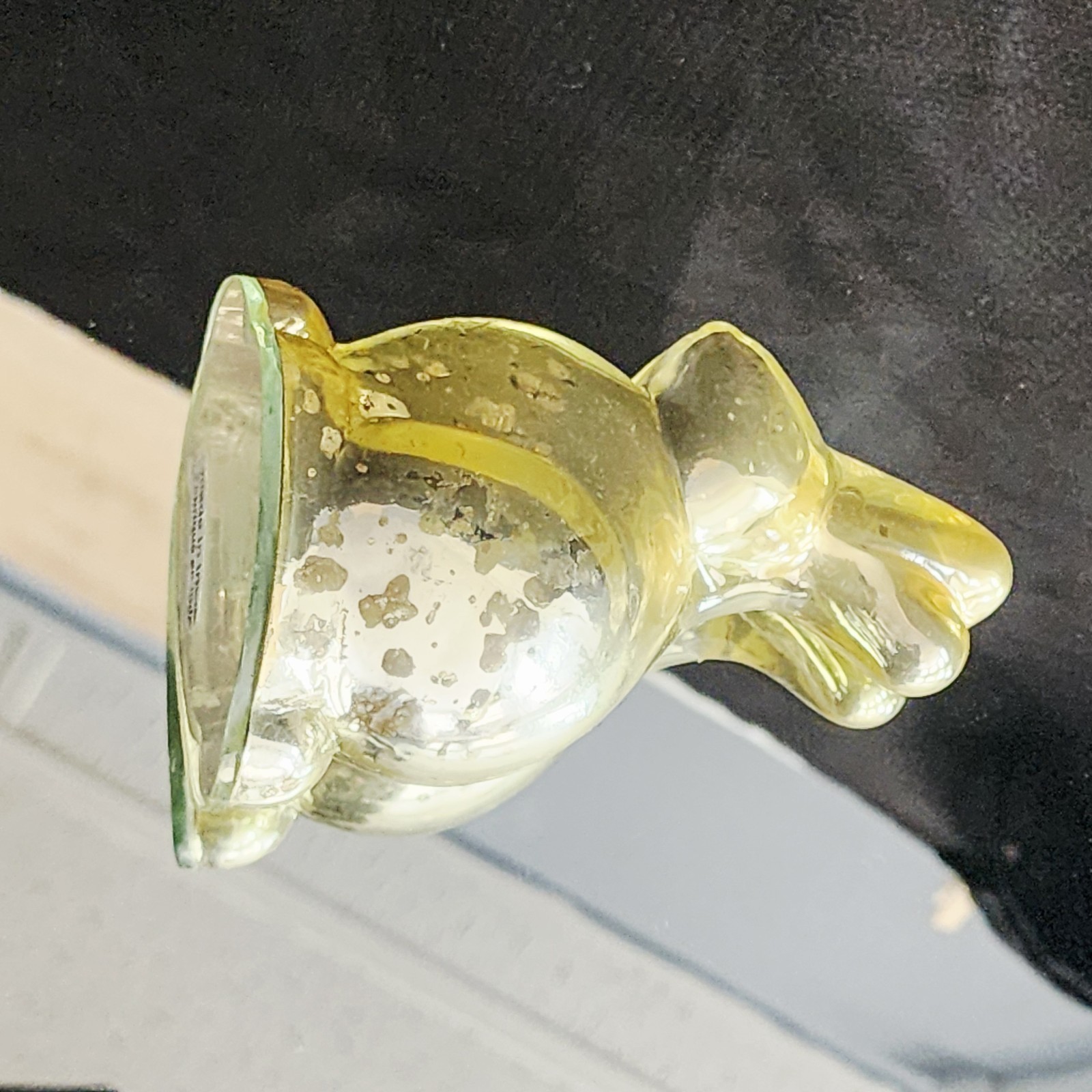 Bunny Rabbit Gold Reverse Painted Clear Glass Mercury Look Figurine India