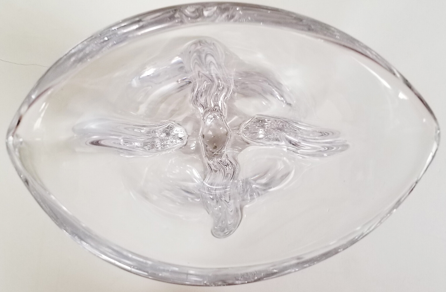 ART VANNES lead crystal LE CHATEL trumpet footed 9.25″ tall VASE signed