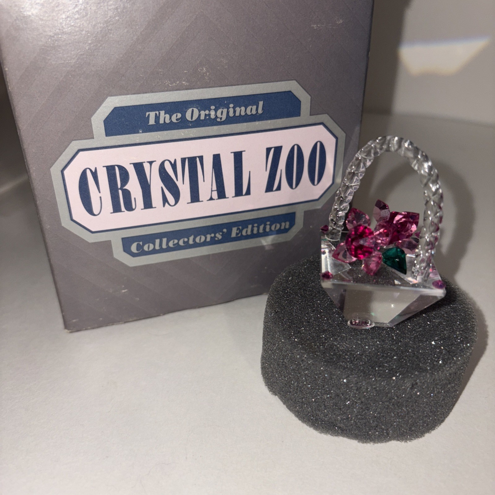 Crystal Zoo Crystal Flower Basket Figurine, Collectors’ Edition, Original Box