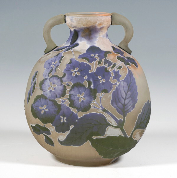 Emile Galle Jugendstil Round Cameo Glass Vase, 1906, H 20.5 cm