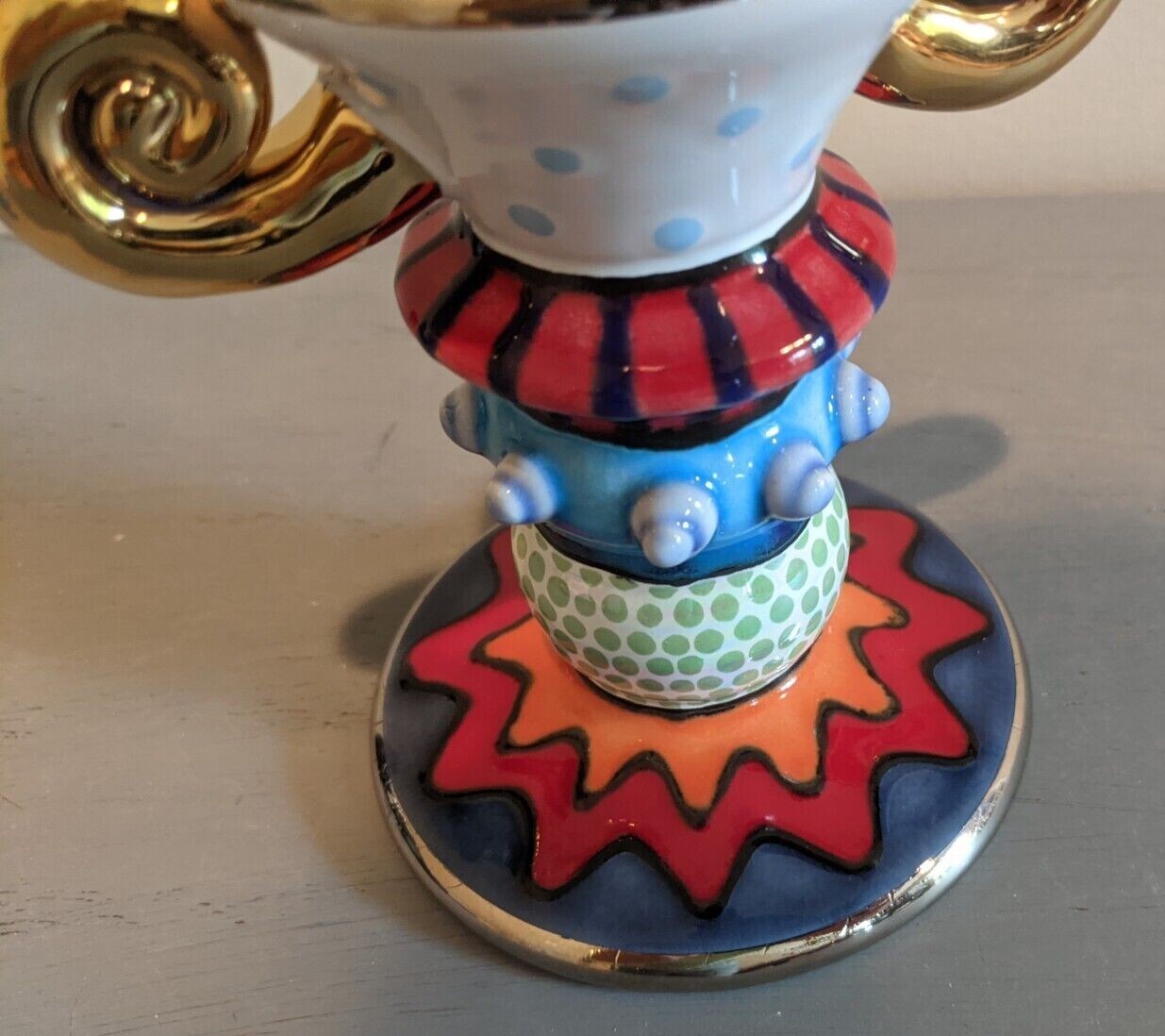 Kathrin Nigg Switzerland Art Pottery Candlestick Candle Holder Signed Abstract