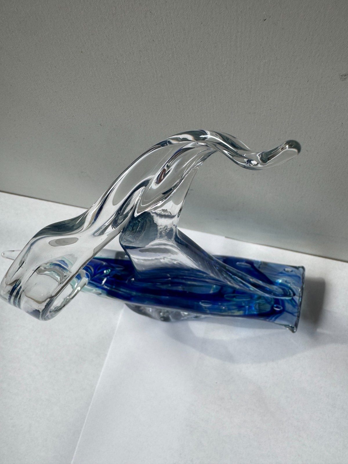 Signed hand-blown art glass sailboat, artist unidentified – beautiful, elegant!