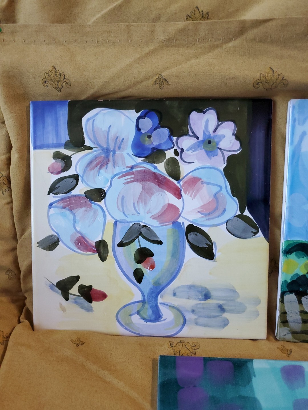 Museum of Fine Art Boston Impressionistic 8″ Art Trivet 3 Tiles Made in Italy