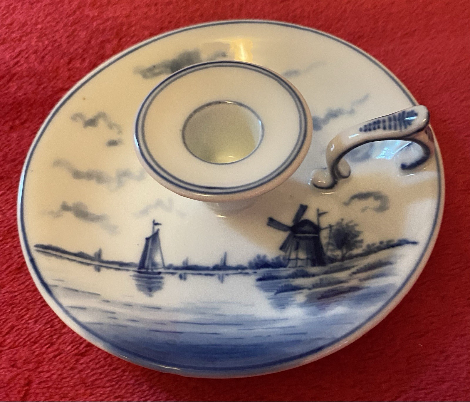 VTG Delft Blue Windmill Candle Holder Made In Germany