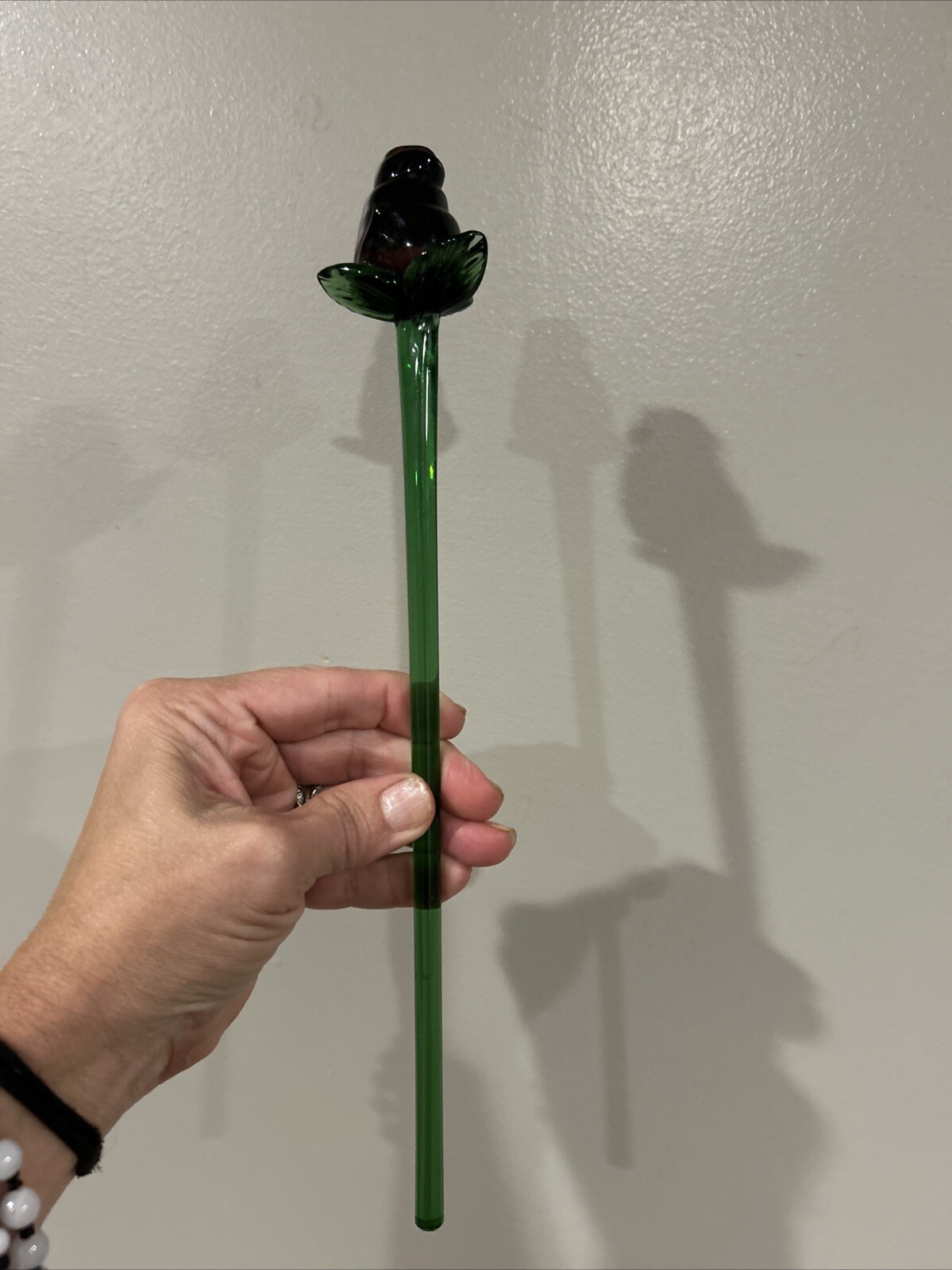 Glass Long Stem Rose Vintage
