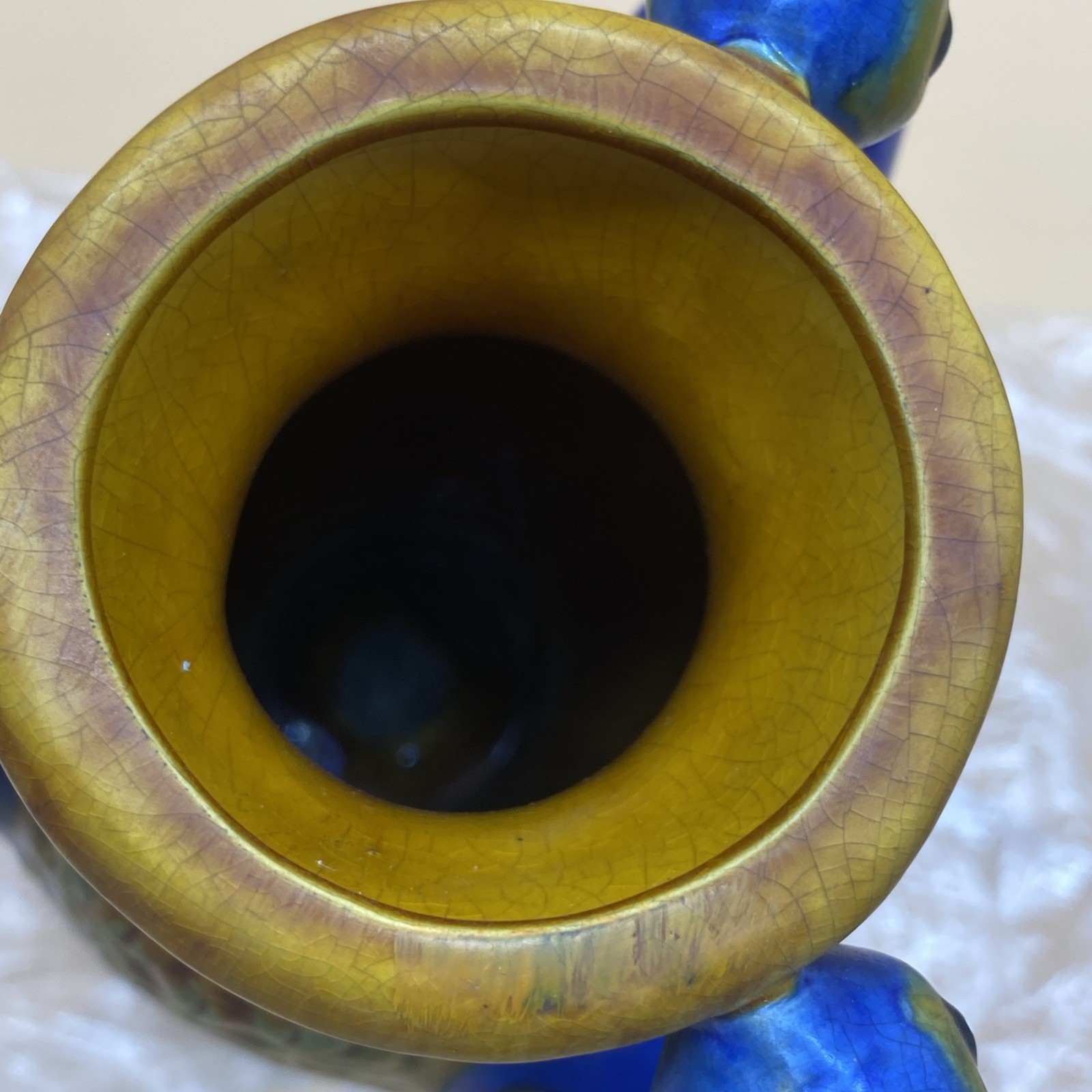Vintage Art Nouveau Ceramic Pottery Peacock Bird Vase 16” Treasures READ!