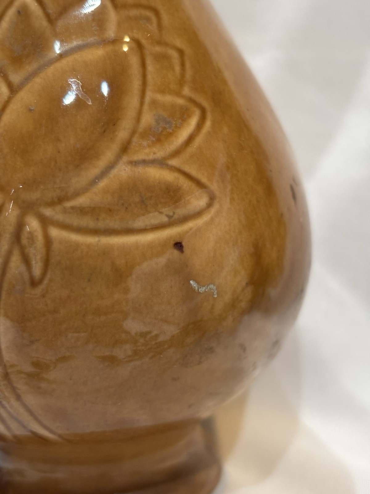 Pioneer Pottery USA Brown Drip Base Lotus Flower Mid Century 8.5” Vintage