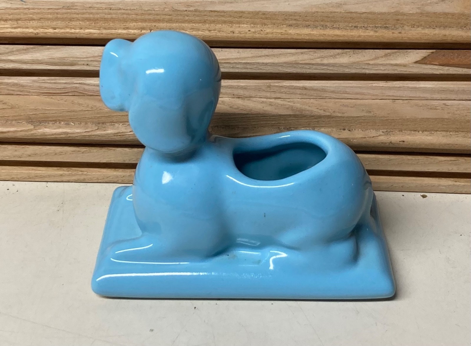 Adorable Abingdon Pottery Light Turquoise Blue Poodle Puppy Dog #670 Planter