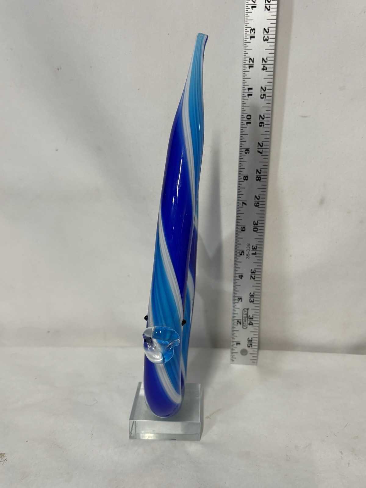 Murano Glassware 12 Inch Blue Purple White Tropical Fish Figurine Art Beauty!