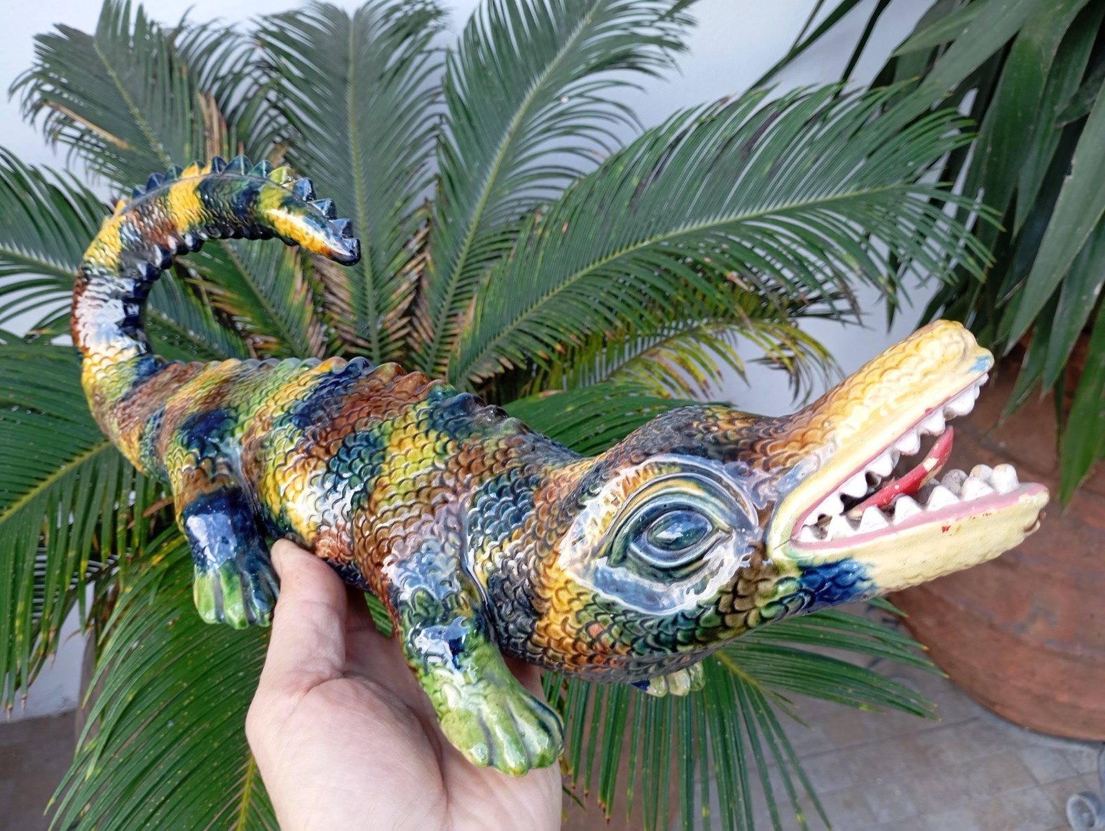 Vintage 1940s Amazing Palissy Majolica Huge Lizard Portuguese Bordallo School