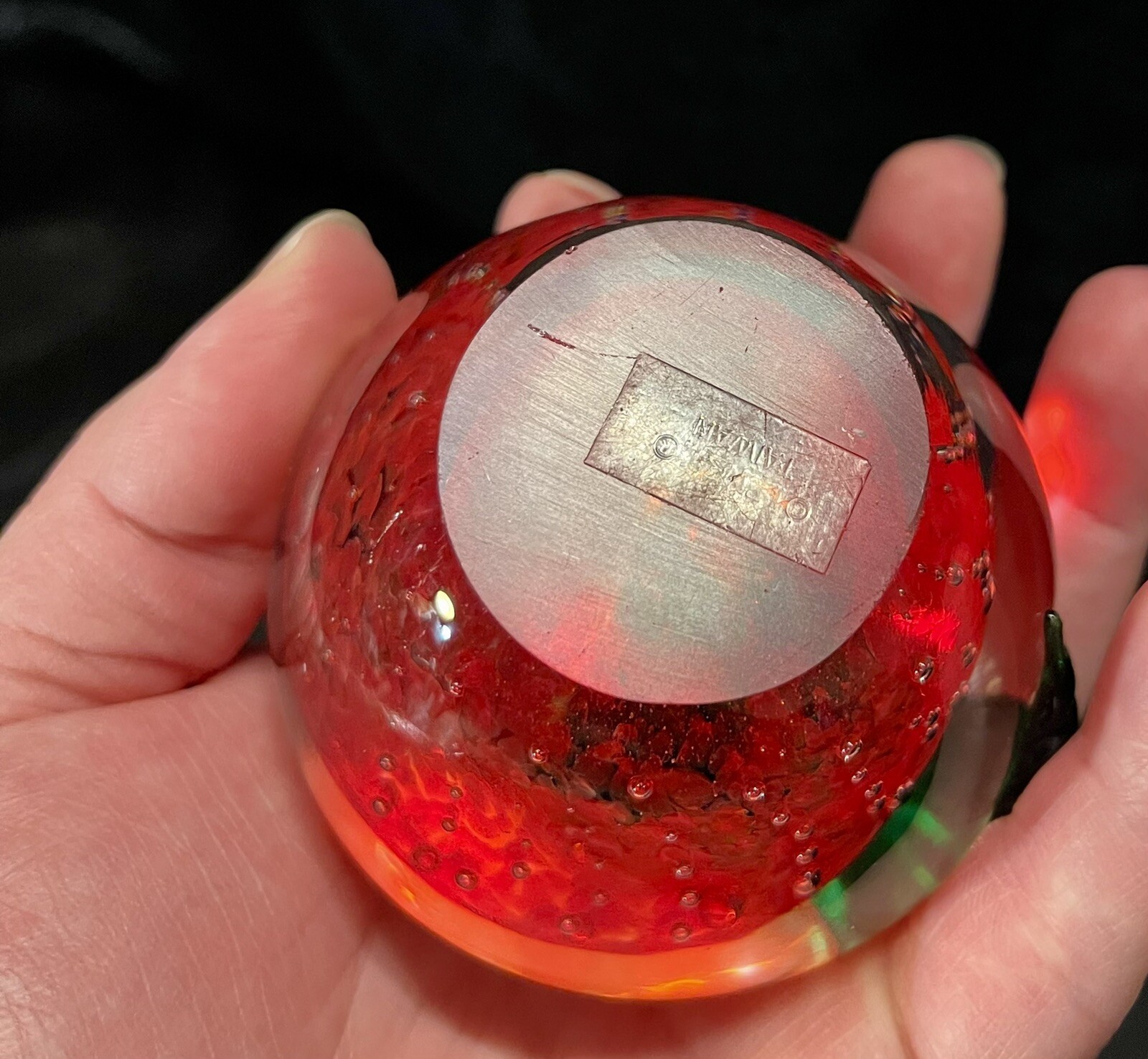 Vintage Lenox Controlled Bubble Glass Apple 🍎 Paperweight Teacher Cute Orchard