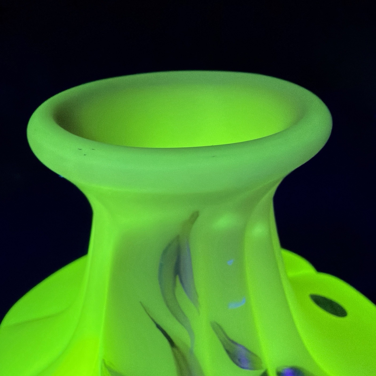 Spectacular Fenton Large Burmese Uranium Hand Painted Melon Vase 10”x9” Signed