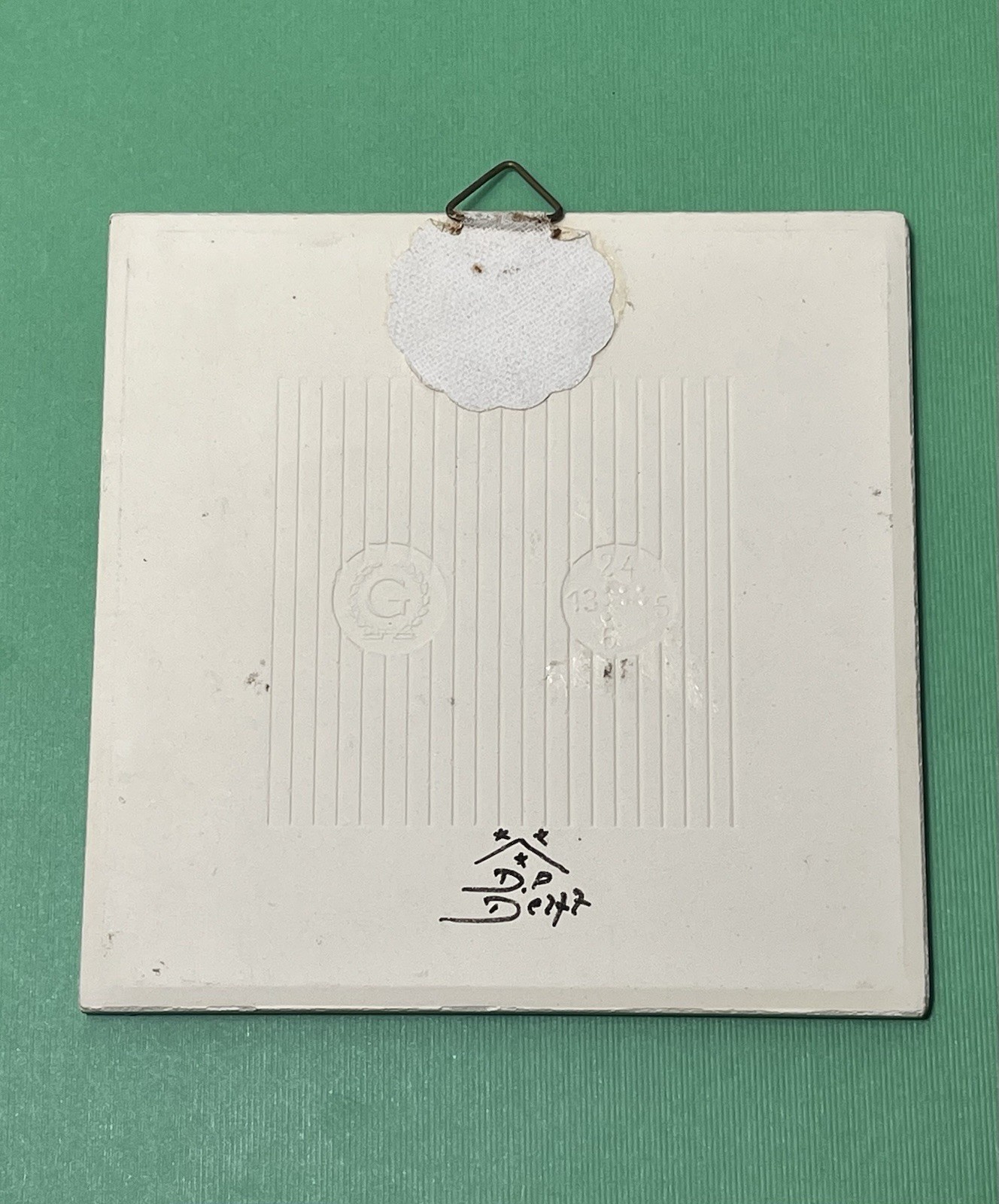 Vintage De Delftse Pauw D.P. Delft Tile Hand Painted Windmill Scene 4.25” NICE!