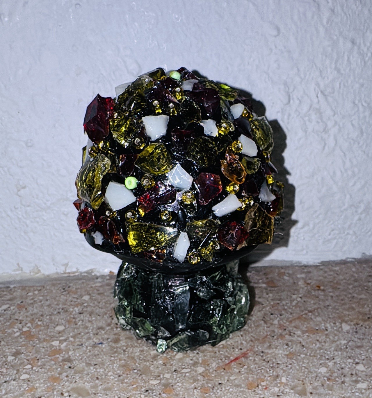 OOAK Handmade Uranium Glass Cadmium Glass Ceramic Mushroom Figurine 4.5”x3.5”