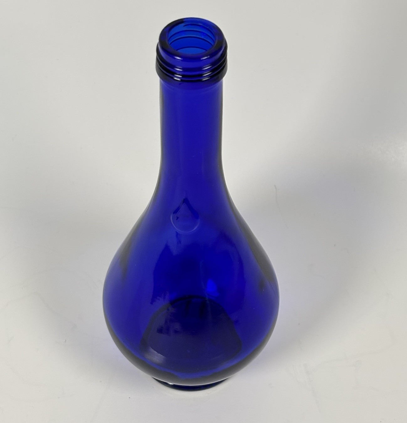 Vintage 8.5” Acqua Della Madonna Cobalt Blue Teardrop Bottle Italy