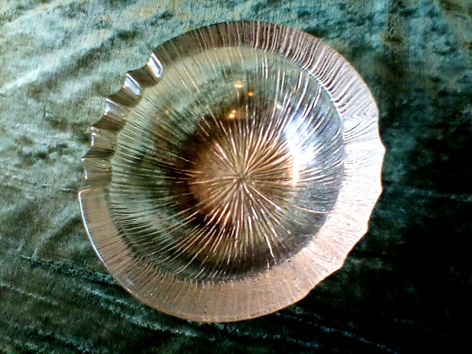 Vintage Cigar Ashtray Clear Textured Glass 6.75″ Art Glass MCM