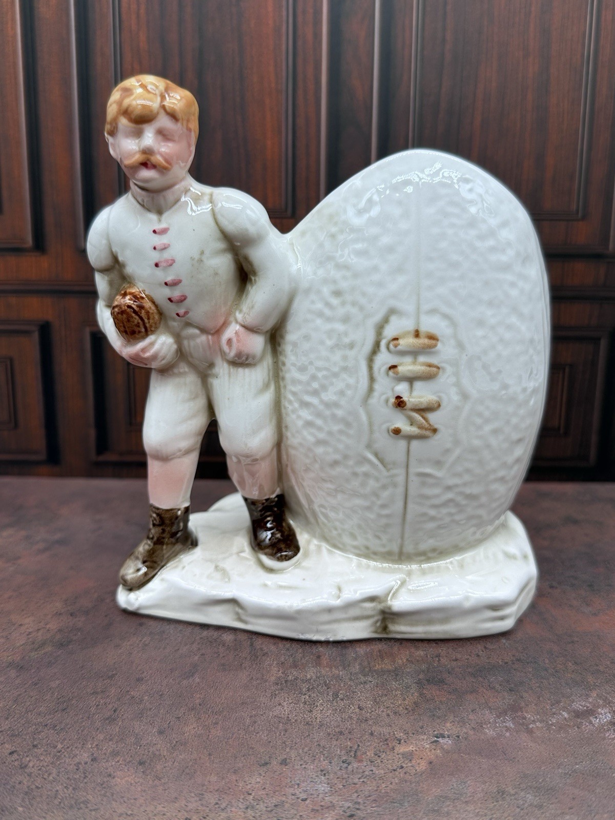 Vintage Inarco Football Figurine Planter E-9285 Antique Style Sports Decor Japan