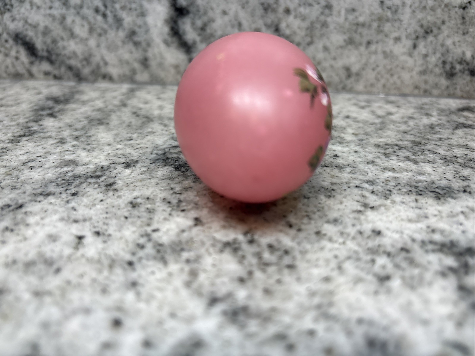 Hand Painted marble egg Pink Floral Decorative Signed– Stand Included