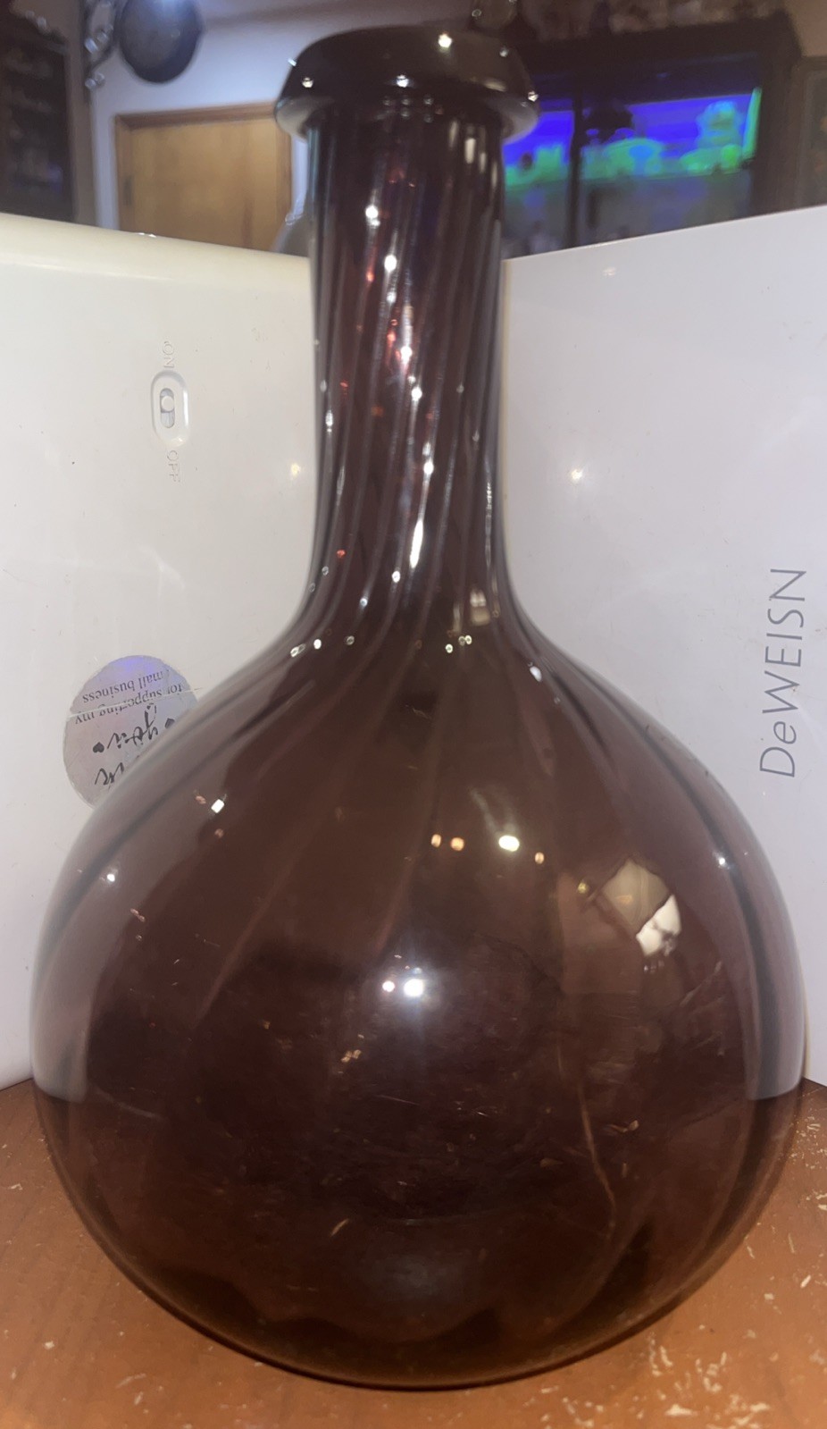 METROPOLITAN MUSEUM OF ART MOMA Amethyst Glass VaseHand Blown Swirl Vint. 8”H