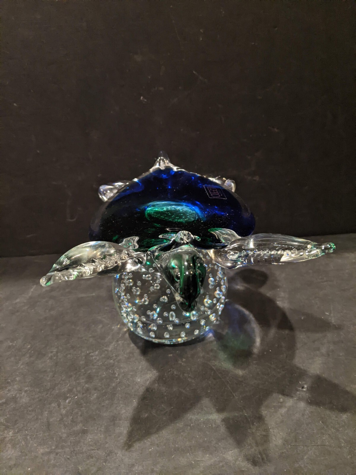 Oggetti Murano Turtle Tortoise blown glass paperweight figurine approx 4″H × 8″W