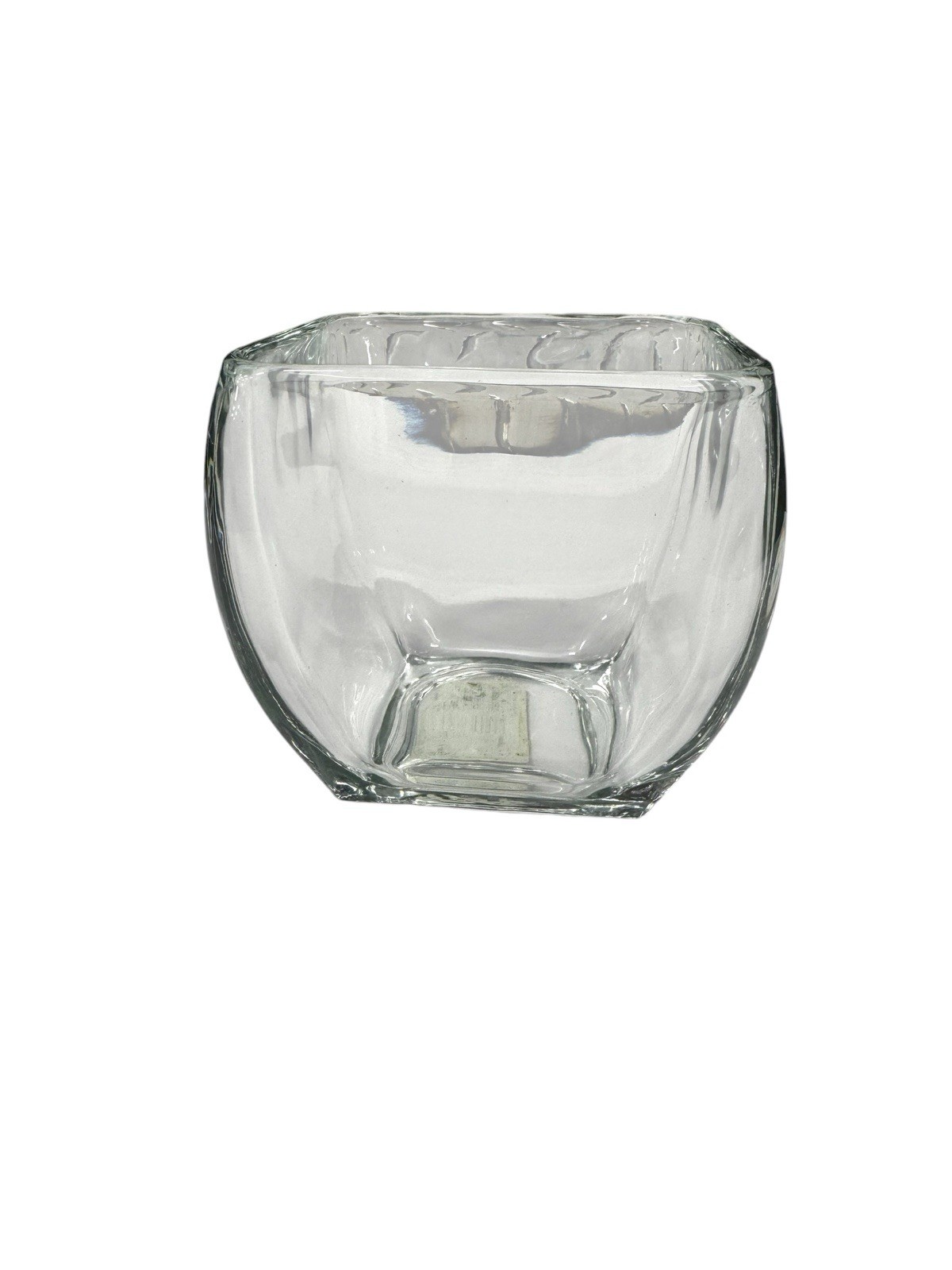Libbey Heavy Glass Vase Clear Curved Tapered Large Square Votive Bowl 4.75″ New