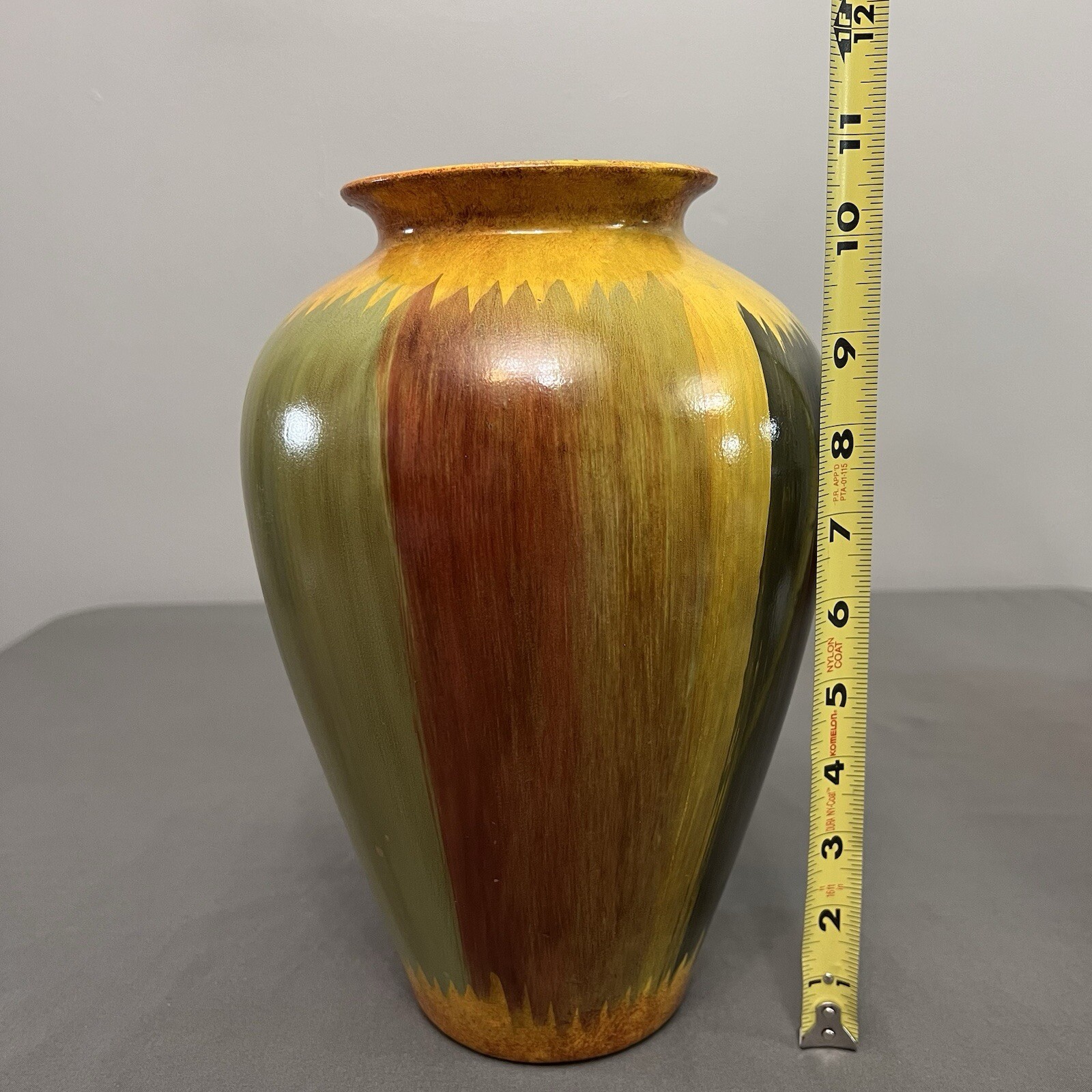 VTG MCM Style Hand Painted Neutral Colors Pottery Vase 6.5×4.5×10.5” Classic