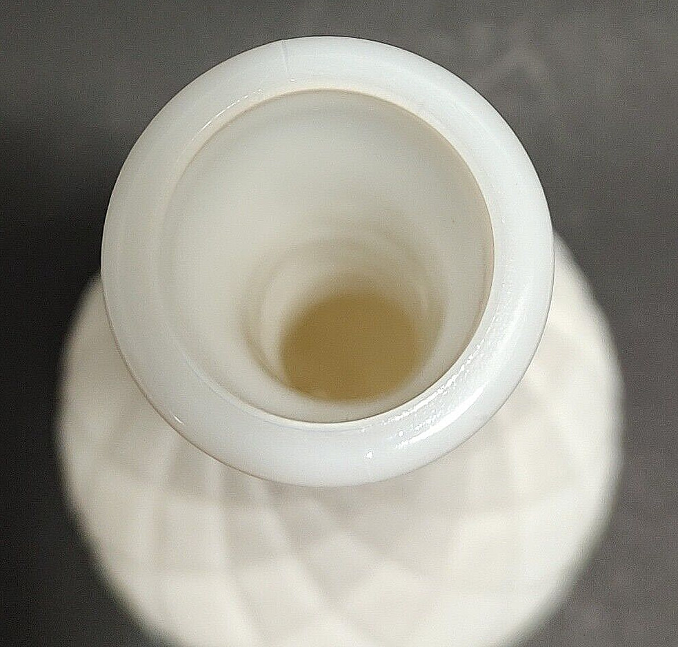 Vintage 1960s Hoosier Milk Glass 4062 Bud Vase Diamond Cut White Opaque Glass 6″