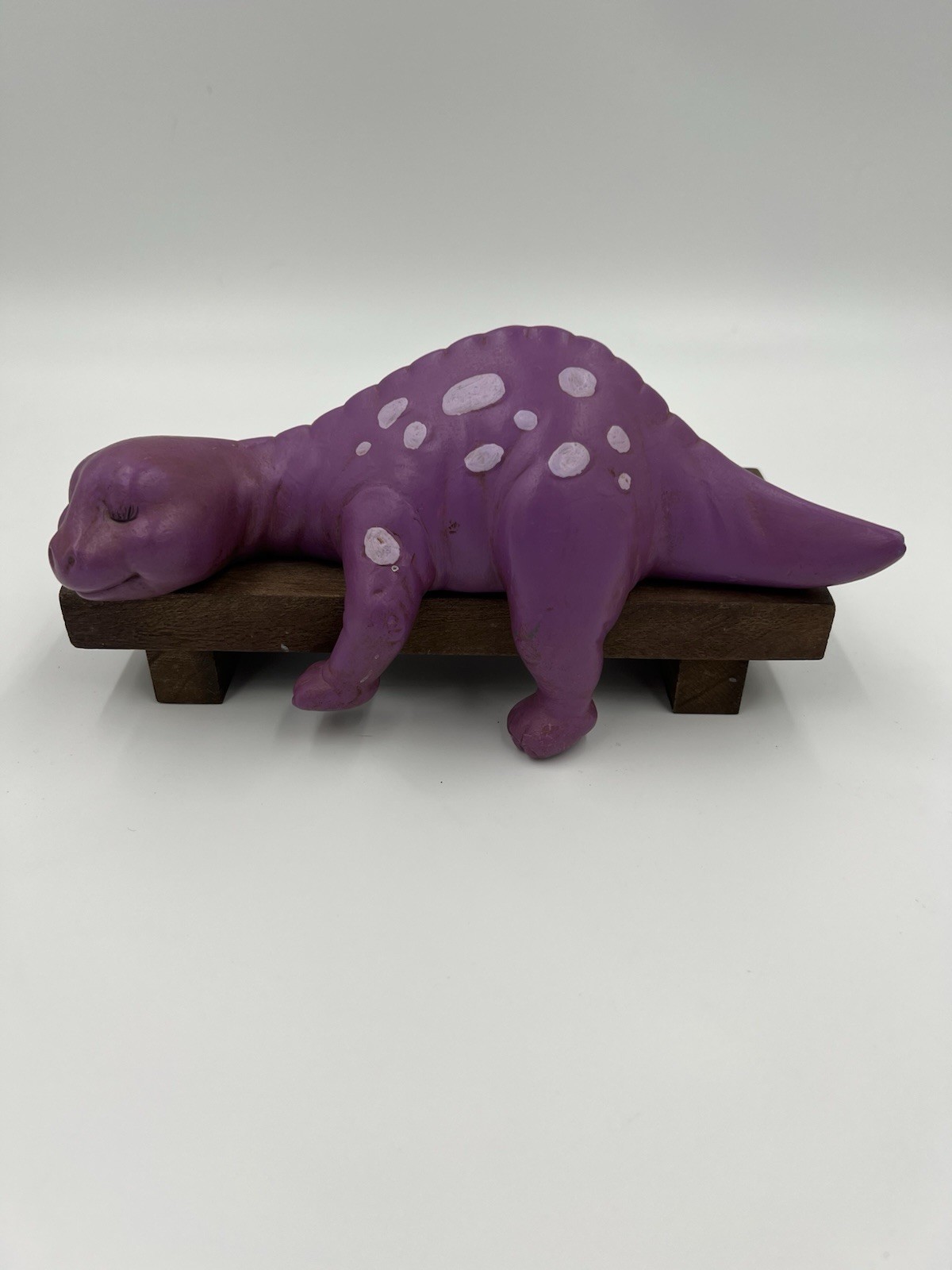 Vintage Hand Painted Purple Shelf Dinosaur From 1965