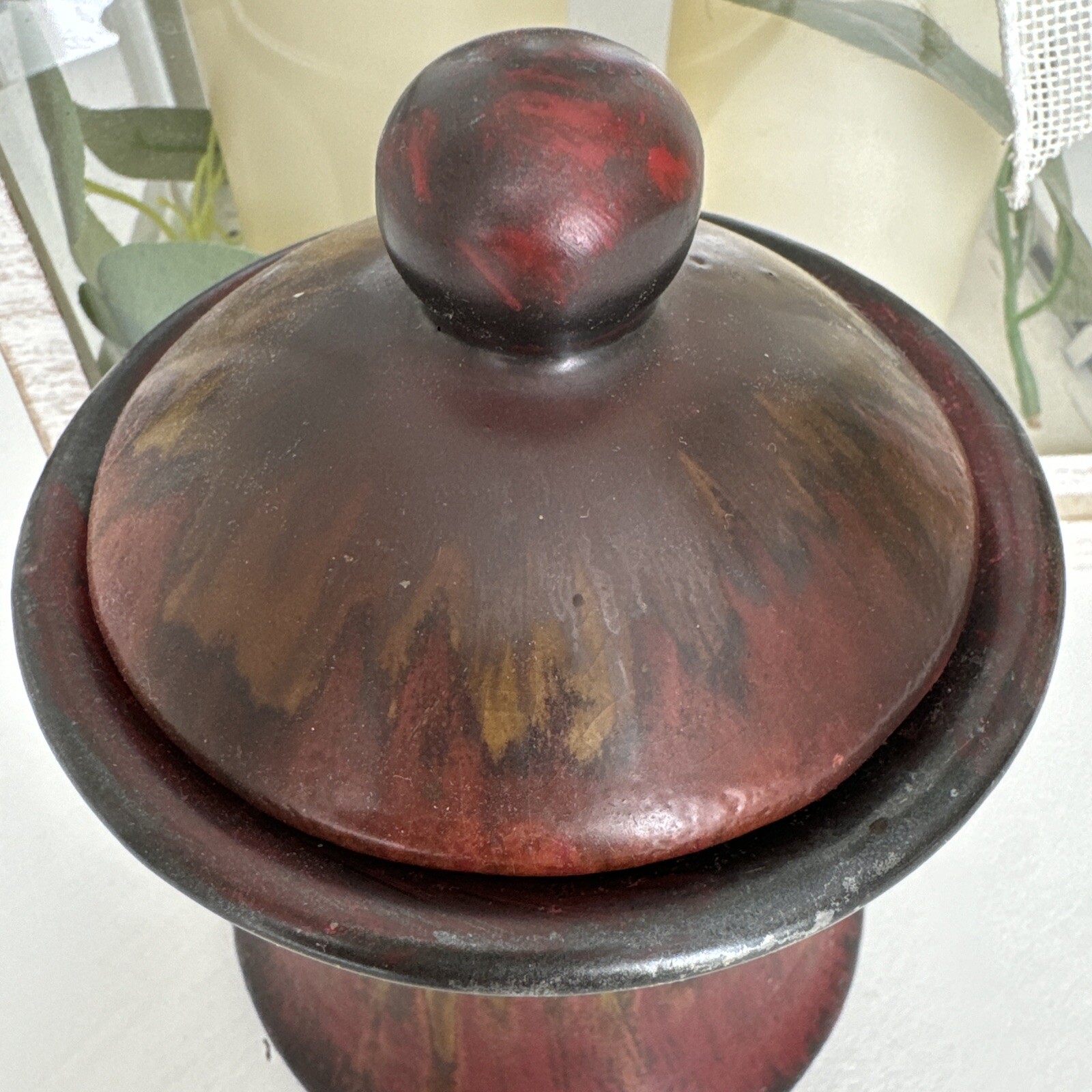 Art Pottery Vase Studio Boho Home Table Decor Black Red Yellow Aesthetic