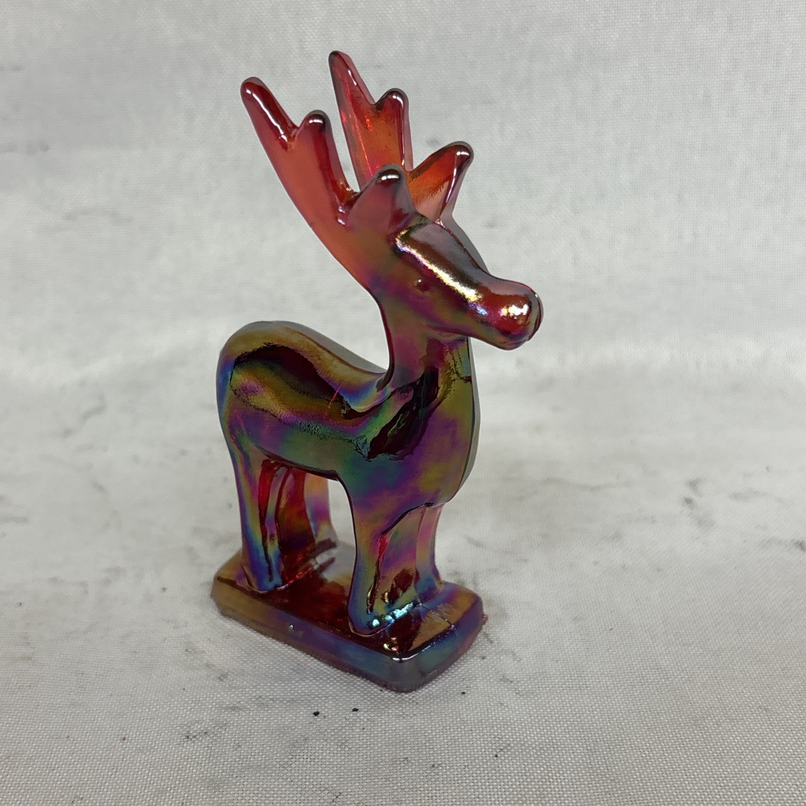 Mosser Glass Red Carnival Mini Christmas Reindeer Deer Figurine Made In USA!