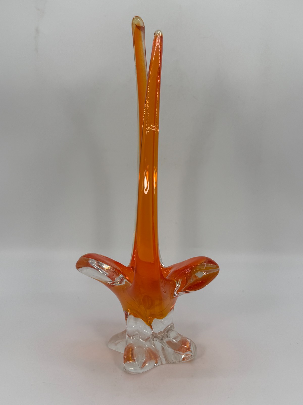 VTG Chalet of Canada Orange Basket Stretched Pulled Blown Glass