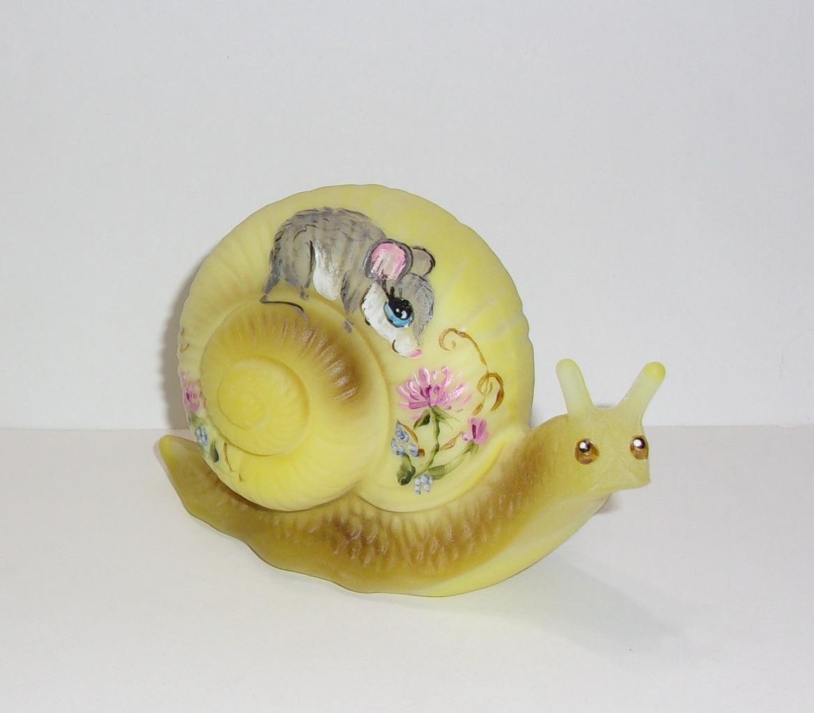 Fenton Glass Yellow Sweet Scent Clover Mouse Snail Figurine Ltd Ed #39/84 Kibbe