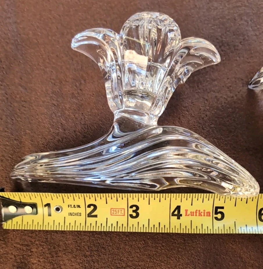 VTG Gorham clear art glass ‘Daffodil’ candle holders Set Of 2