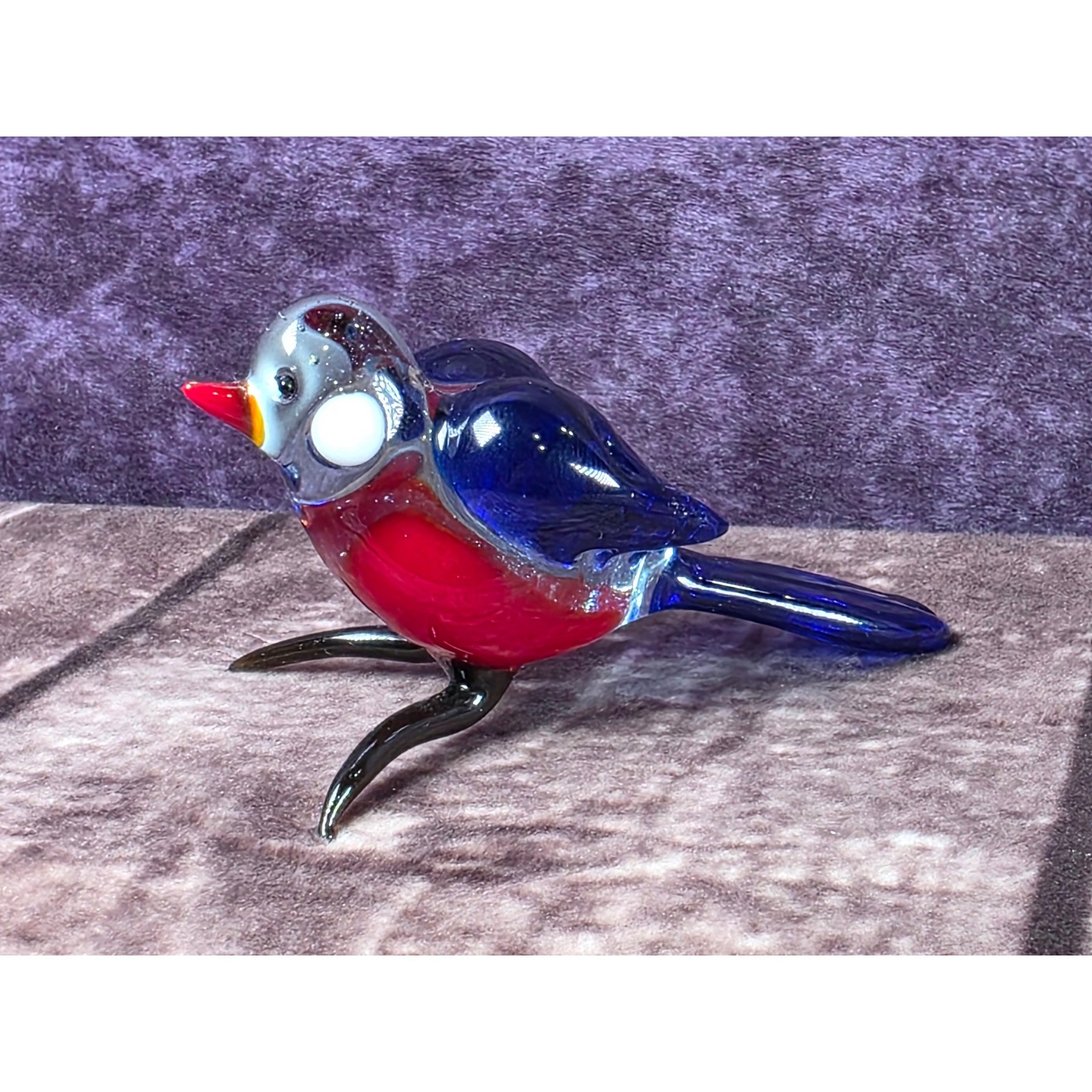 Vintage Russian Hand Blown Lampwork Colorful Glass Bird Sculpture
