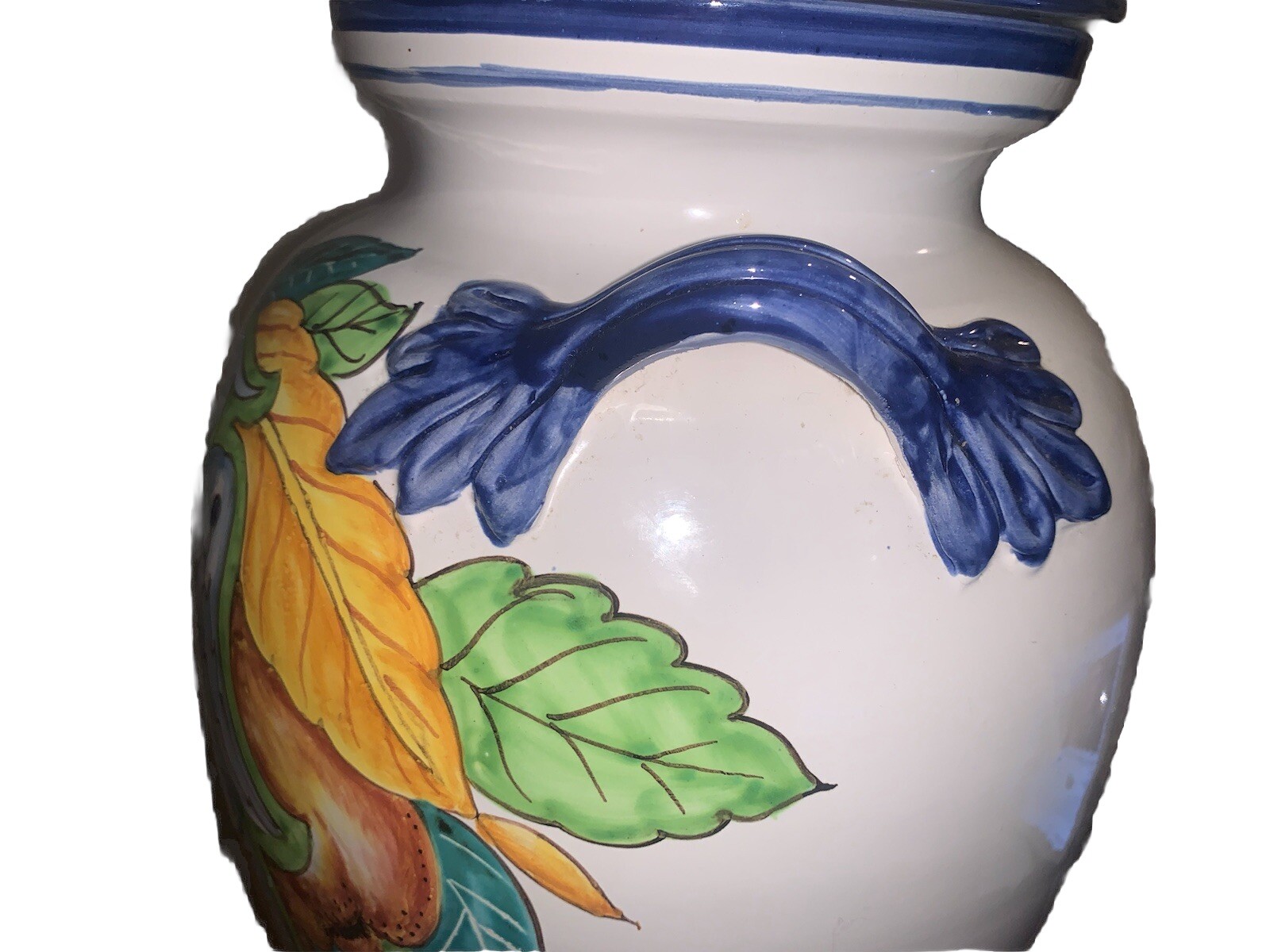 VTG Italy Double Birds Majolica Pottery Jar Vase 15.75”T 9.25”Diam Handpainted