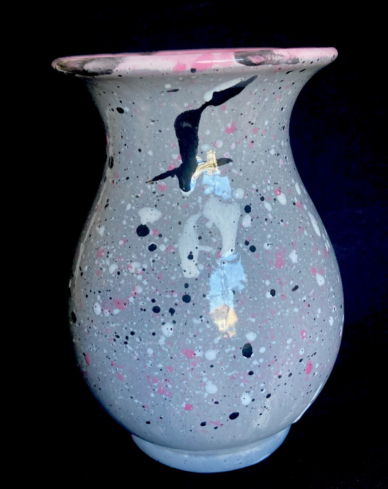Art Studio Vase Pottery Glazed Beautiful Multi Color Abstract Signed ‘Ava 2017’
