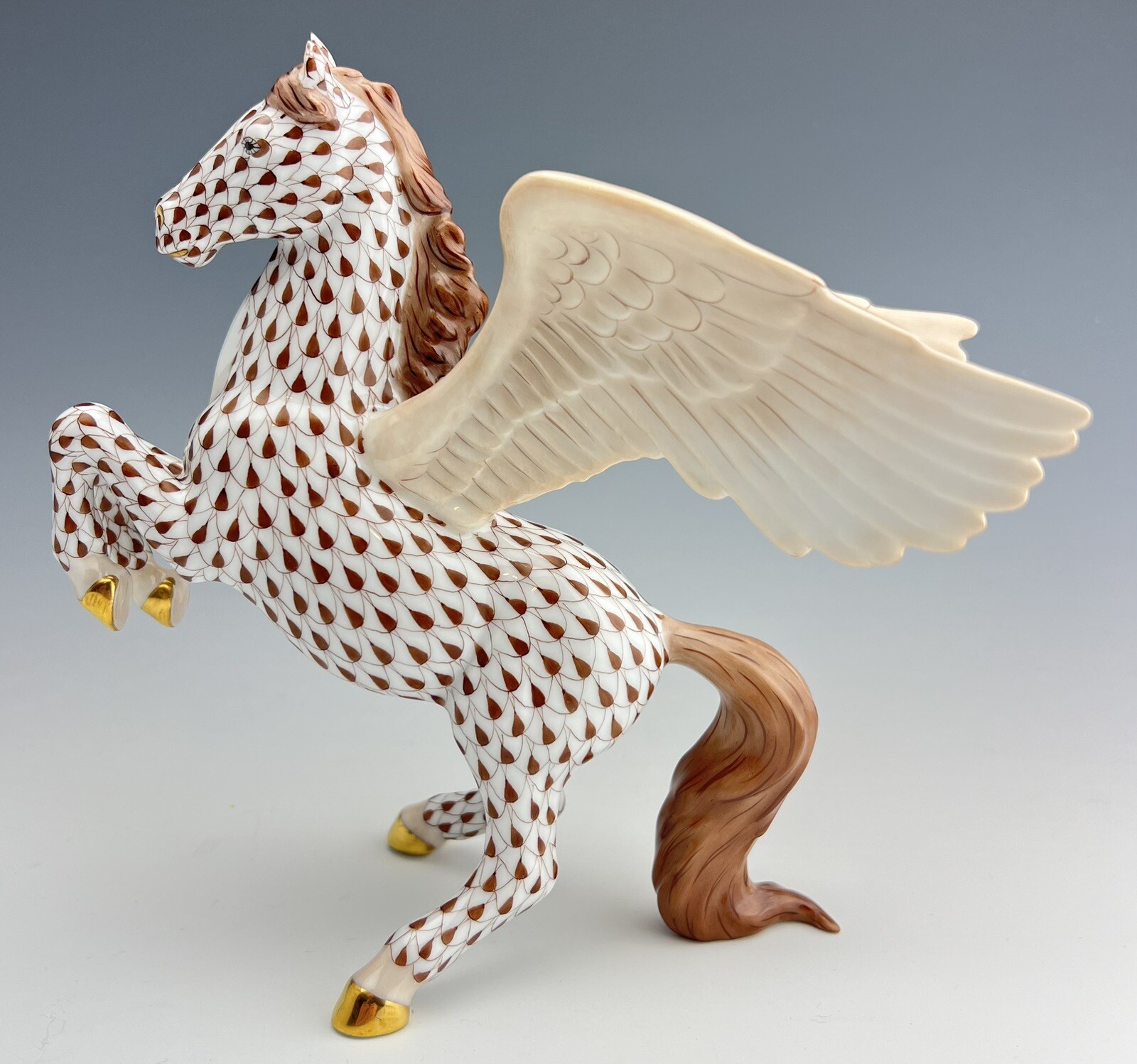 🦋 MINT HEREND Large PEGASUS Horse Chocolate Fishnet Figurine 1ST ED ($2,242)