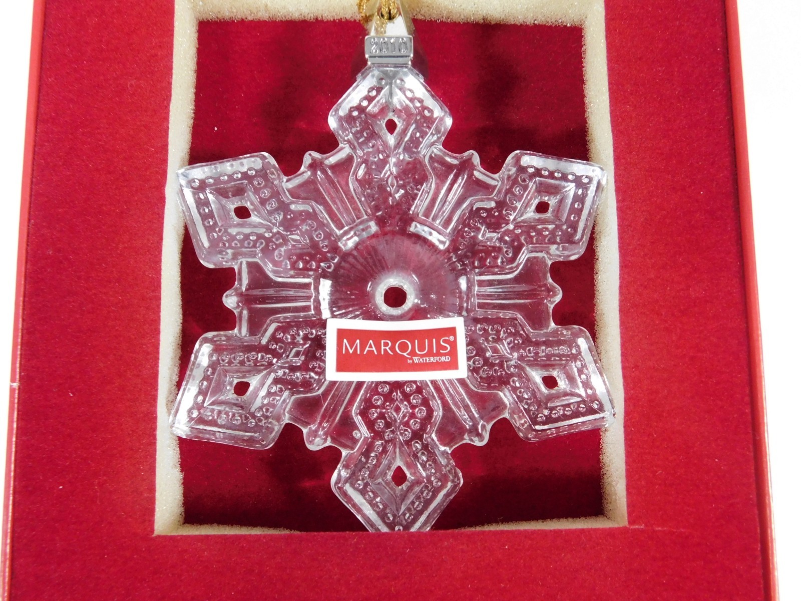 Marquis Waterford Crystal Snowflake Ornament 2010 Enhancer & Gold Tassel Boxed