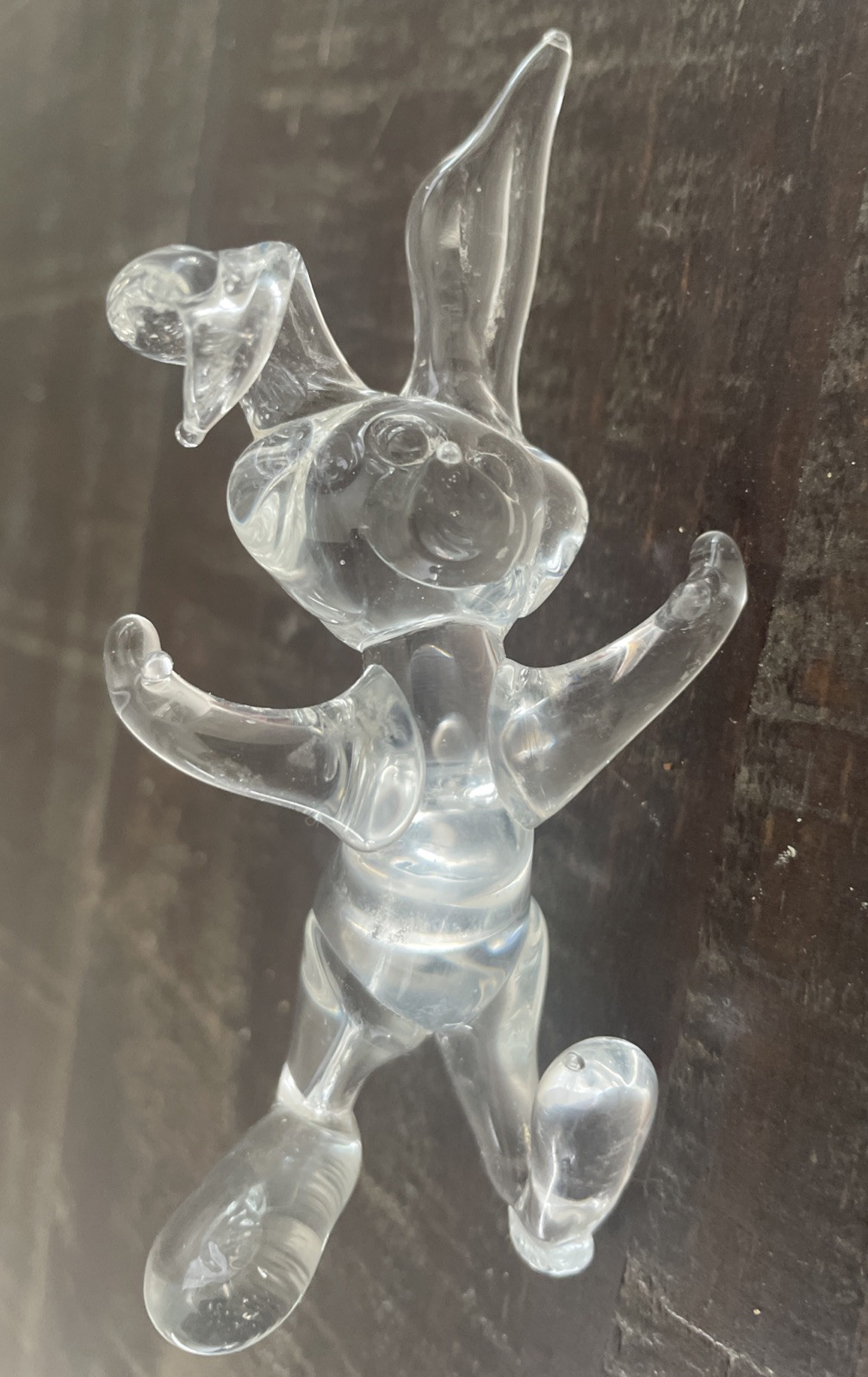 Vintage Art Glass Bunny Rabbit Clear Handmade Figurine Mint