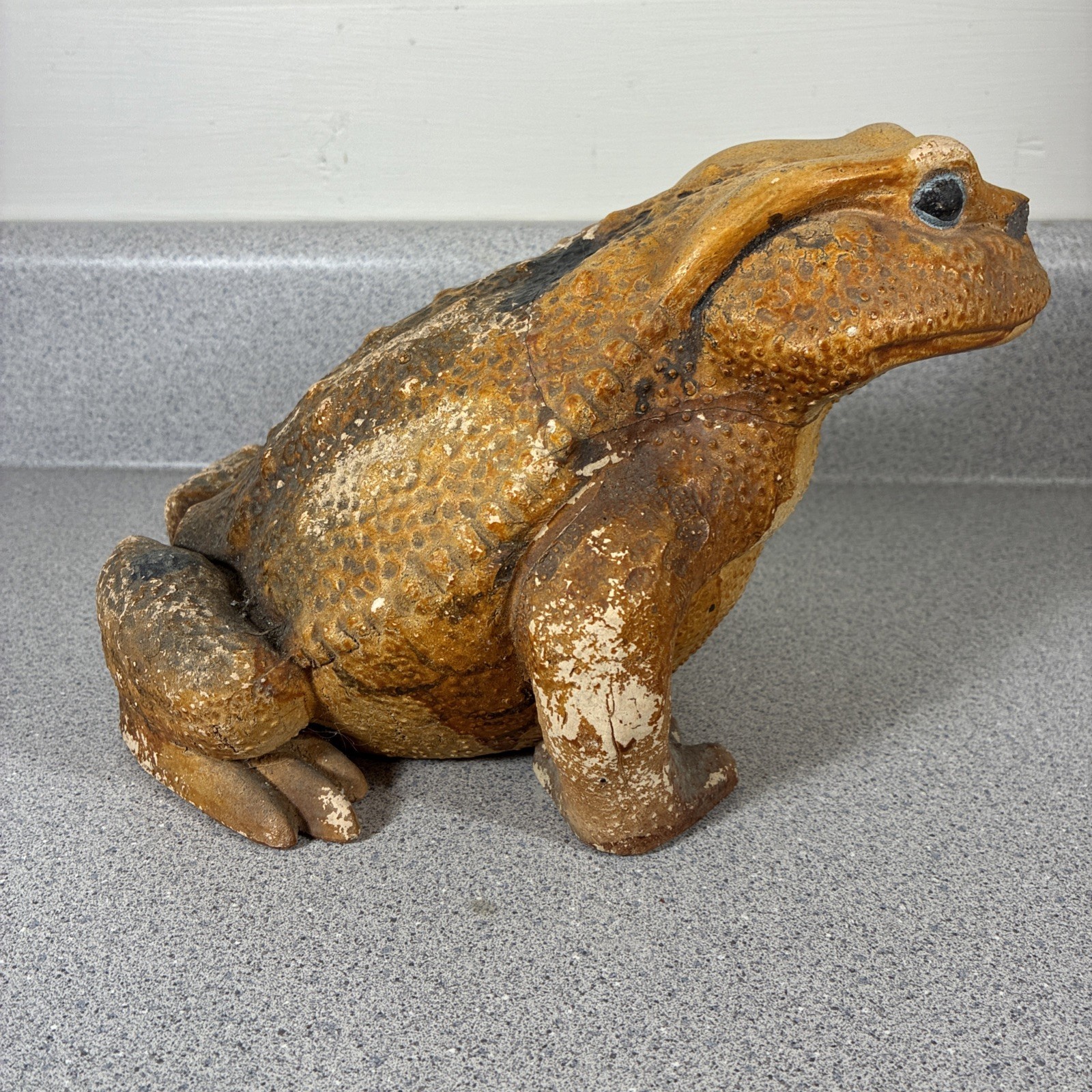 Vintage Toad Figure Cottagecore Frog Large Ceramic Heavy Yard Ornament Retro