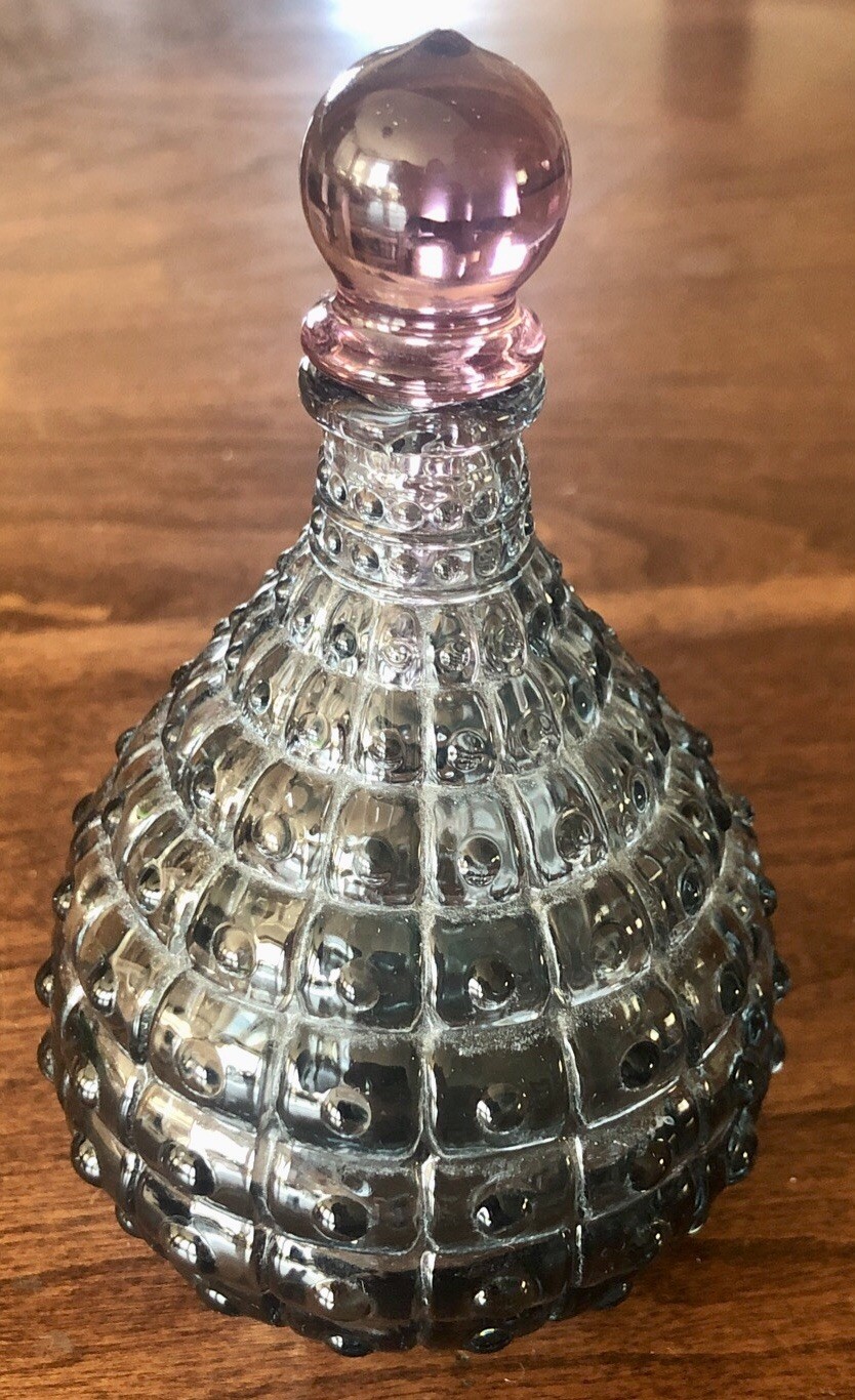 Vintage Art Glass Textured Perfume Bottle With Stopper ~ Display ~ Decorative